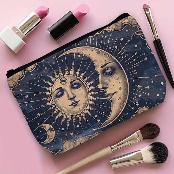 Cosmetic Bag Makeup Celestial Moon Stars Astrology Pouch Travel Storage NEW - Picture 2 of 3